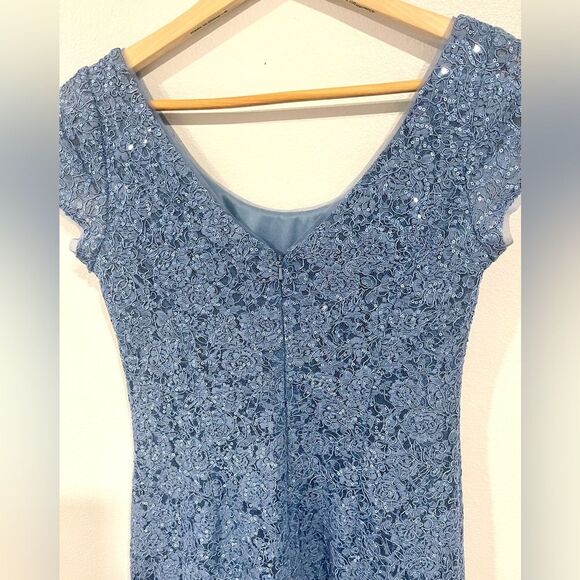 Oleg Cassini Sequin blue gray Cocktail prom Vegas Dress size 2 - Picture 6 of 13